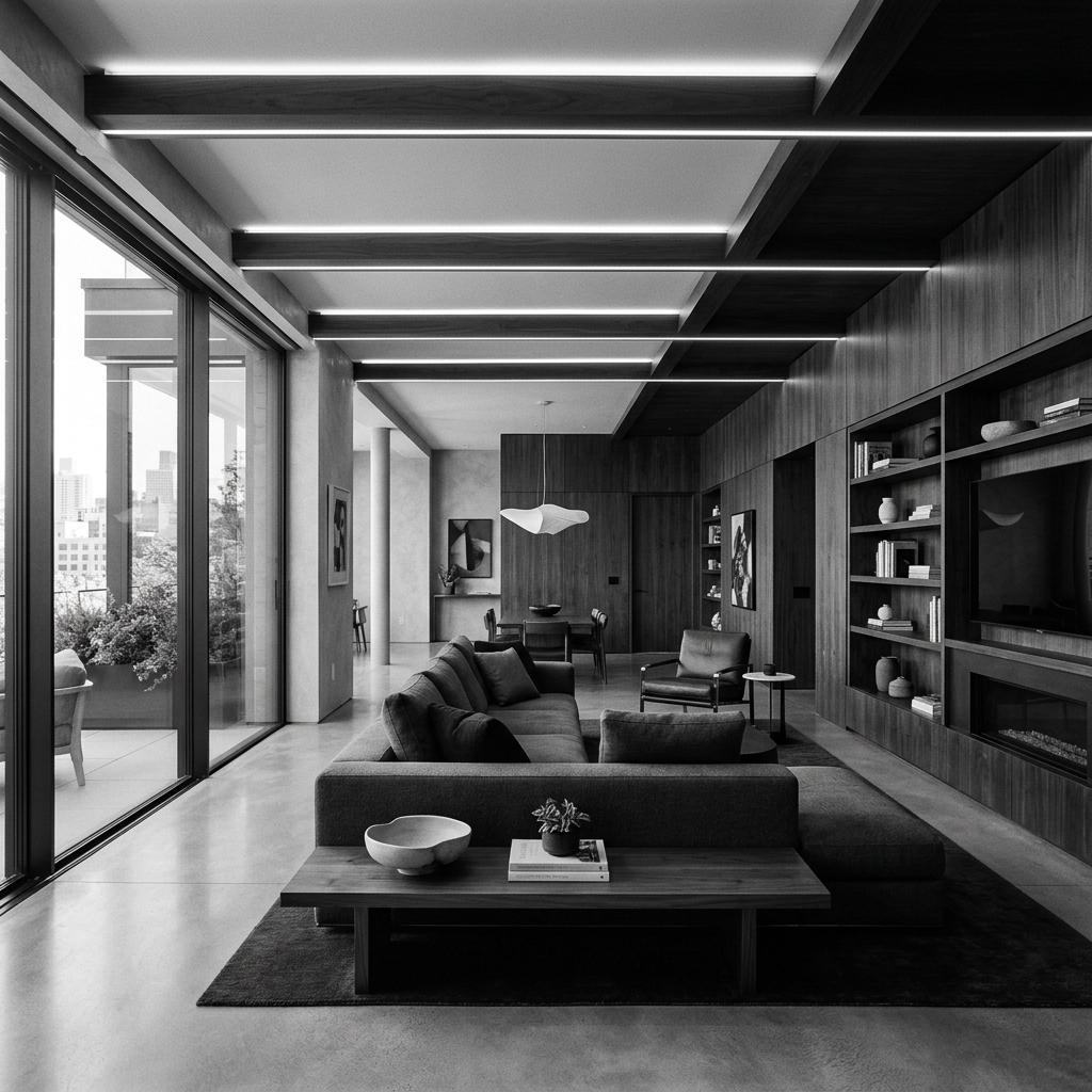 Living Integrado projetado por Fábio Triunfo - Studio Triunfo Arquitetura